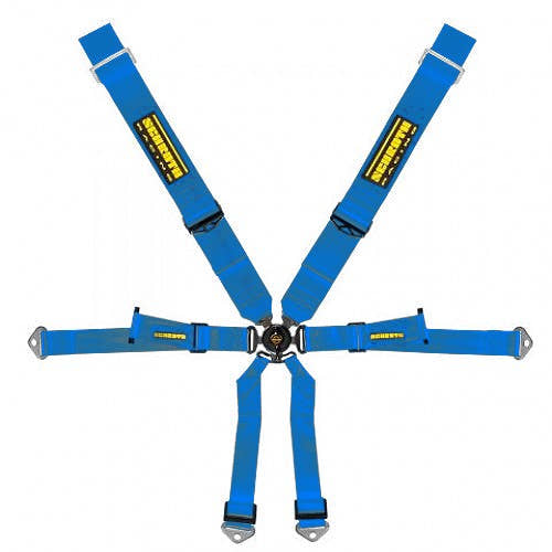Schroth Profi Porsche 981 3x2 blau mit schwarz/gelbem SCHROTH RACING Logo