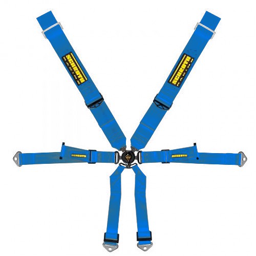 Schroth Profi Porsche 981 3x2 blau mit schwarz/gelbem SCHROTH RACING Logo