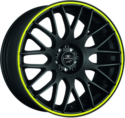Barracuda Karizzma mattblack PureSports / Color Trim gelb Alufelge 9x20 Zoll ET37 LK 5x112 ML73.1
