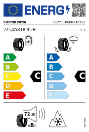Continental WinterContact TS 860 S * SSR XL 3PMSF DOT22 225/45 R18 95H DOT DOT22 – EU-Reifenlabel