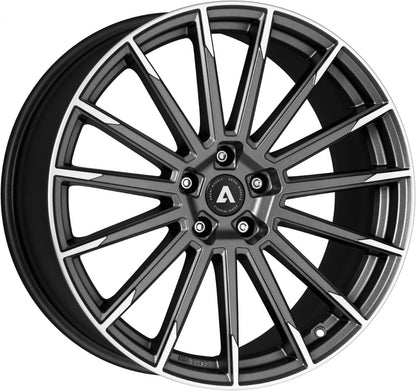 Akoni AK02 graphite matt polished Alufelge 7.5x18 Zoll ET38 LK 5x112 ML70.1