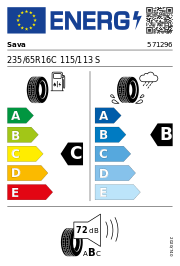 Sava Trenta 2 DOT23 235/65R16C 115/113S DOT DOT23 – EU-Reifenlabel