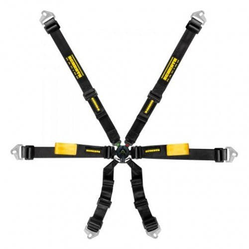Schroth Enduro 2x2 schwarz mit schwarz/gelbem SCHROTH RACING Logo HANS