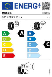Michelin Primacy All Season XL Acoustic DOT20 285/40 R23 111Y DOT DOT20 – EU-Reifenlabel