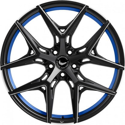 Barracuda Razzer mattblack undertcut trimline blau PureSports gefräst Alufelge 10x20 Zoll ET20 LK 5x112 ML73.1 – Bild 2