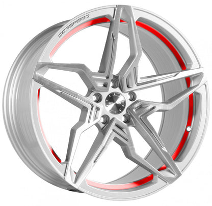 Corspeed Kharma silver-brushed-surface undercut trimline red Alufelge 9x20 Zoll ET35 LK 5x112 ML73.1