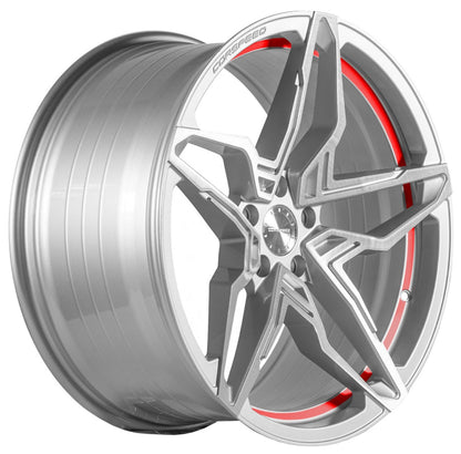 Corspeed Kharma silver-brushed-surface undercut trimline red Alufelge 9x20 Zoll ET35 LK 5x112 ML73.1 – Bild 3