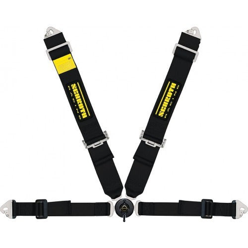 Schroth Clubman II asm schwarz mit schwarz/gelbem SCHROTH RACING Logo rechts