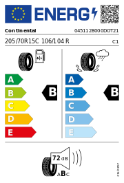 Continental ContiVanContact 100 DOT21 205/70R15C 106/104R DOT DOT21 – EU-Reifenlabel