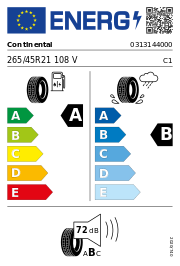 Continental Ecocontact 6 Elect DOT23 XL 265/45 R21 108V DOT DOT23 – EU-Reifenlabel