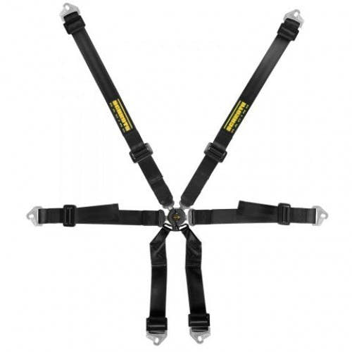 Schroth Clubman 2x2 schwarz mit schwarz/gelbem SCHROTH RACING Logo HANS