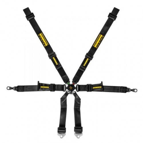 Schroth Profi Porsche 996/997 2x2 Pull Down schwarz mit schwarz/gelbem SCHROTH RACING Logo HANS