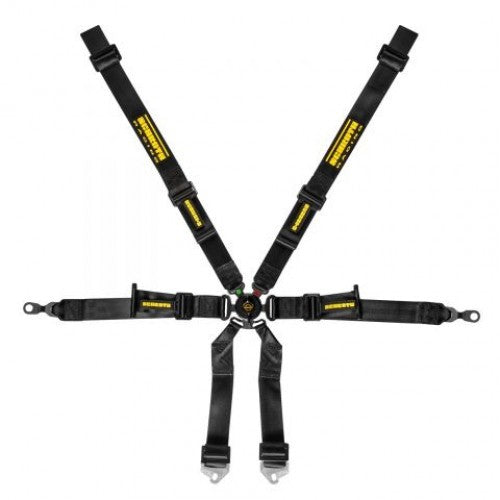 Schroth Profi Porsche 996/997 2x2 Pull Down schwarz mit schwarz/gelbem SCHROTH RACING Logo HANS