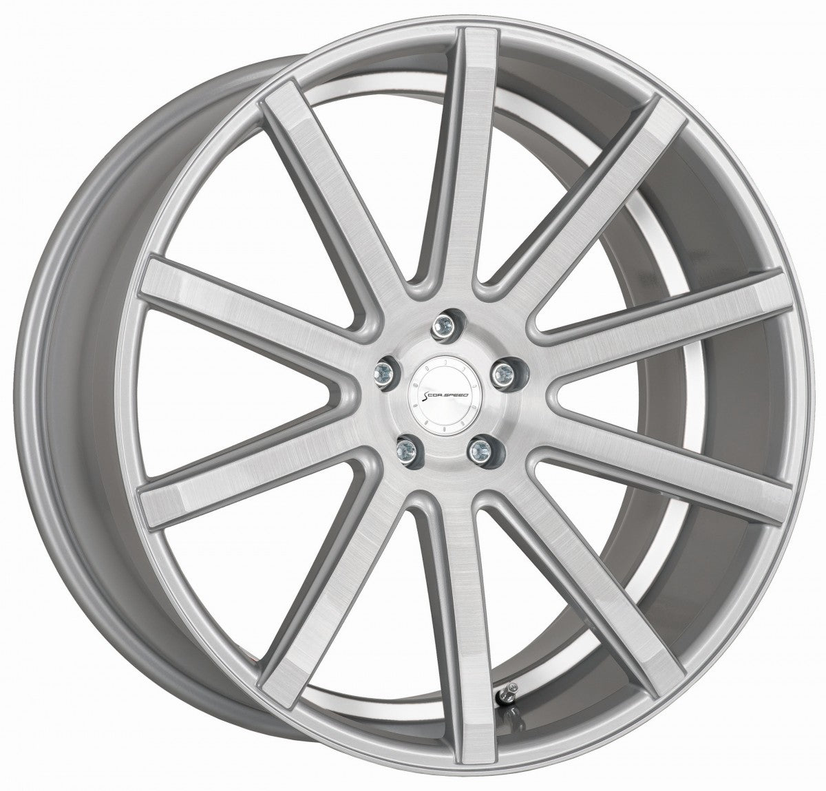Corspeed Deville silver-brushed-surface / Undercut Color Trim weiss Alufelge 9x21 Zoll ET25 LK 5x114.3 ML73.1