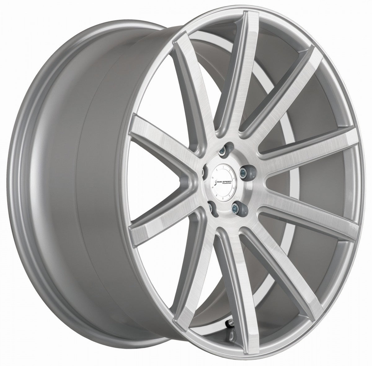 Corspeed Deville silver-brushed-surface / Undercut Color Trim weiss Alufelge 9x21 Zoll ET25 LK 5x114.3 ML73.1 – Bild 3