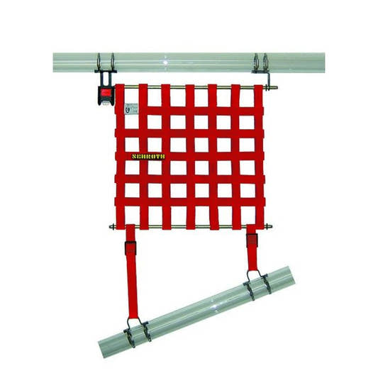 Schroth Fensternetz Größe 2 (L 525 mm x H 467 mm) inkl. Befestigungsmaterial rot links