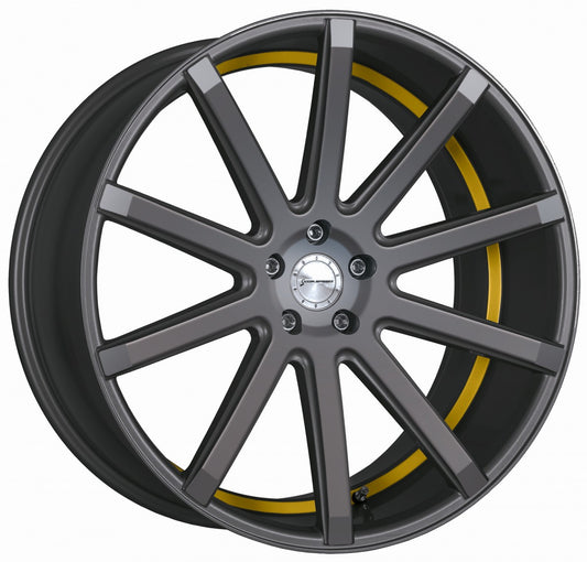 Corspeed Deville gunmetal / Undercut Color Trim gelb Alufelge 9x21 Zoll ET25 LK 5x112 ML73.1