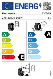 Continental Sportcontact 5 FR XL DOT21 275/40 R19 105W DOT DOT21 – EU-Reifenlabel