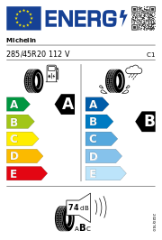 Michelin Pilot Sport EV POL Elect FRV DEMO XL 285/45 R20 112V – EU-Reifenlabel