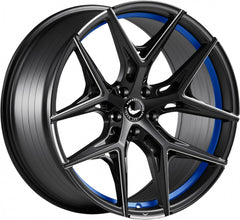 Barracuda Razzer mattblack undertcut trimline blau PureSports gefräst Alufelge 9.5x22 Zoll ET35 LK 5x112 ML73.1