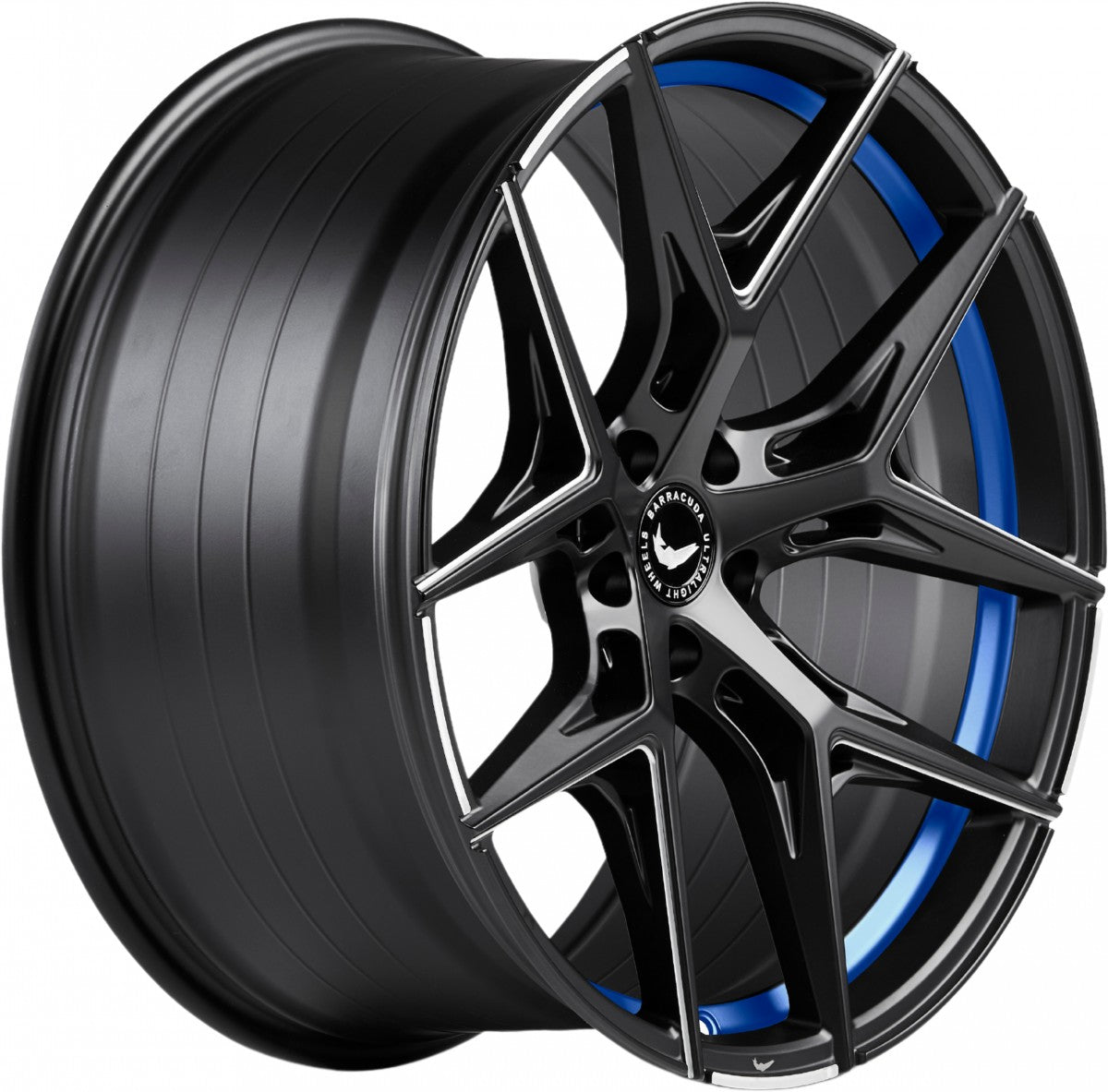 Barracuda Razzer mattblack undertcut trimline blau PureSports gefräst Alufelge 9.5x22 Zoll ET35 LK 5x112 ML73.1 – Bild 3