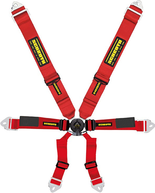 Schroth Enduro 3x2 rot mit schwarz/gelbem SCHROTH RACING Logo