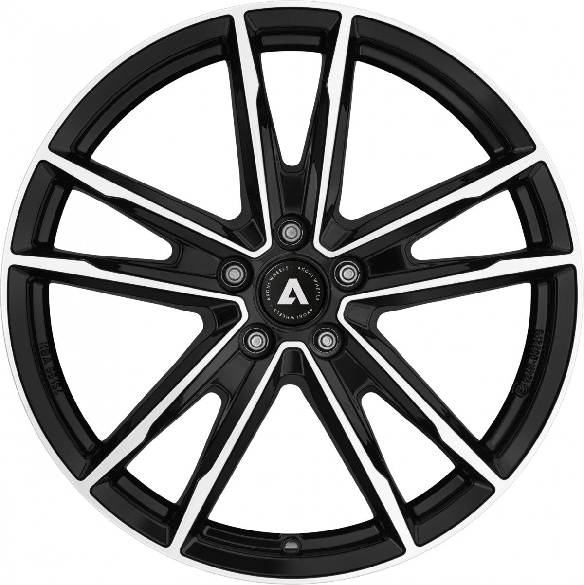 Akoni AK08 black polished Alufelge 7x16 Zoll ET44 LK 5x108 ML65.1 – Bild 2