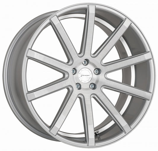 Corspeed Deville silver-brushed-surface / Undercut Color Trim weiss Alufelge 9x21 Zoll ET25 LK 5x112 ML73.1