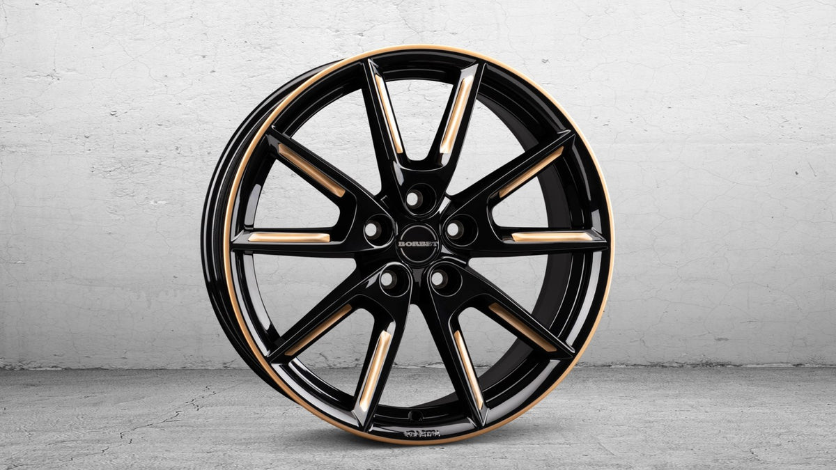 Borbet LX Black Glossy Gold Spoke Rim Alufelge 8x18 Zoll ET48 LK 5x112 ML66.6
