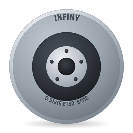 Infiny TX Schwarz Glänzend Verblendung Poliert Individual Felge 6.5x16 Zoll ET50 LK 5x118