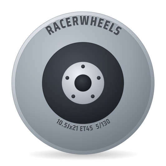 RacerWheels Radius Schwarz Glänzend Verblendung Poliert Racer Felge 10.5x21 Zoll ET45 LK 5x130