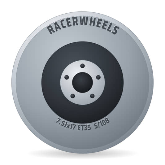 RacerWheels Turismo Schwarz Verblendung Poliert Racer Felge 7.5x17 Zoll ET35 LK 5x108