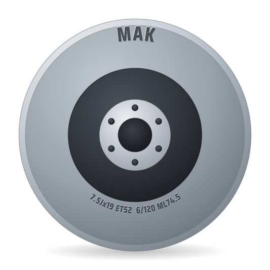 Mak Gravel gloss black Alufelge 7.5x19 Zoll ET52 LK 6x120 ML74.5