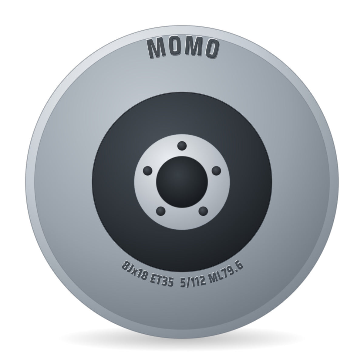 Momo Five matt titan polished Alufelge 8x18 Zoll ET35 LK 5x112 ML79.6