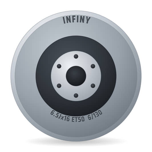 Infiny TX Schwarz Glänzend Verblendung Poliert Individual Felge 6.5x16 Zoll ET50 LK 6x130