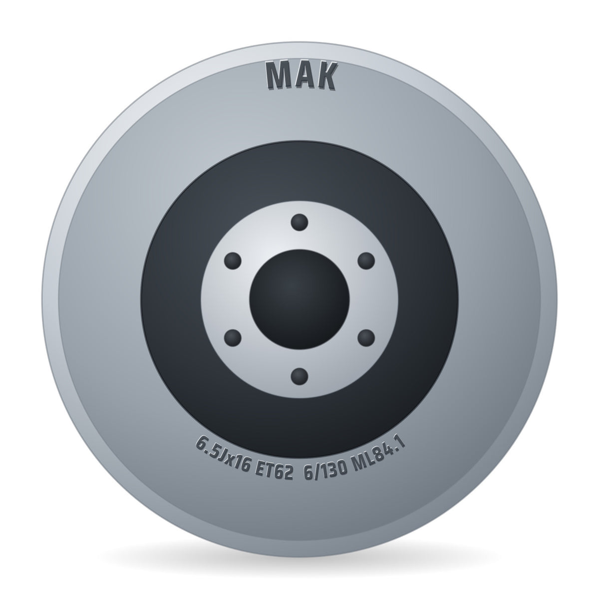 Mak Gravel gloss black Alufelge 6.5x16 Zoll ET62 LK 6x130 ML84.1