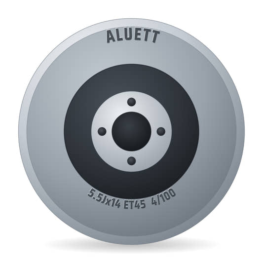Aluett 40 Grau Verblendung Poliert Felge 5.5x14 Zoll ET45 LK 4x100