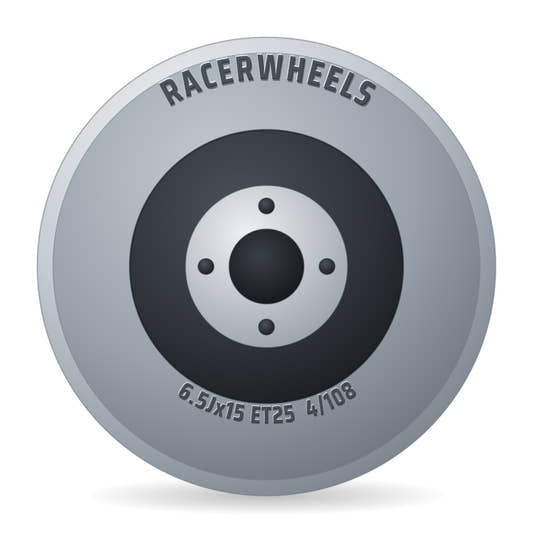 RacerWheels Maxion Schwarz Verblendung Poliert Racer Felge 6.5x15 Zoll ET25 LK 4x108