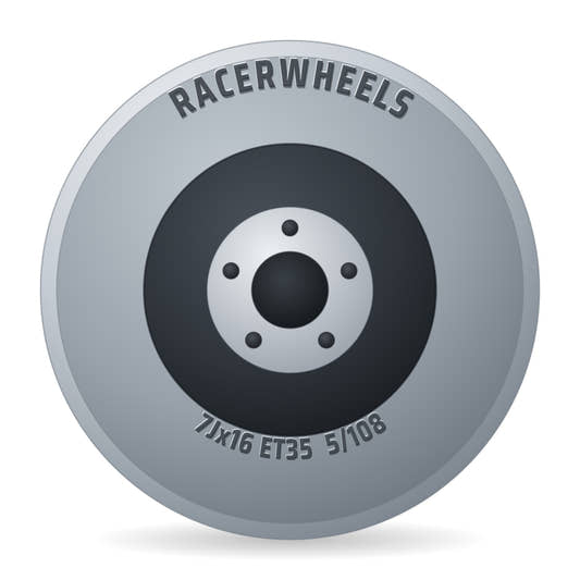 RacerWheels Matrix Schwarz Glänzend Verblendung Poliert Racer Felge 7x16 Zoll ET35 LK 5x108
