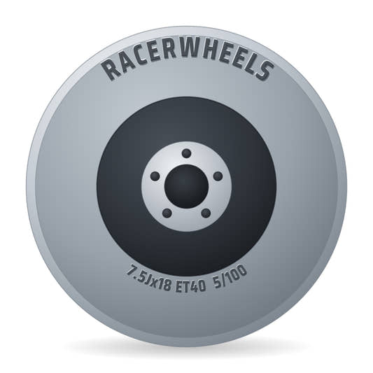 RacerWheels Pulse Schwarz Verblendung Poliert Racer Felge 7.5x18 Zoll ET40 LK 5x100